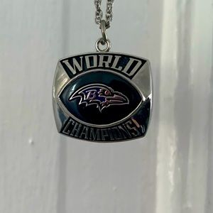 Sterling Silver Necklace with Pendant Baltimore Ravens 2012 Championship NWT